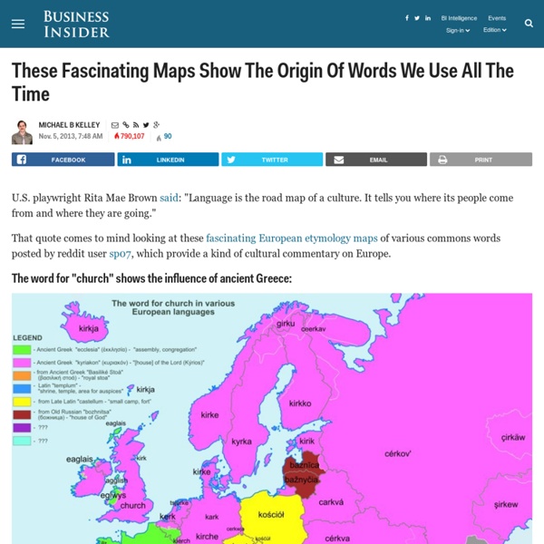 European Maps Showing Origins Of Common Words