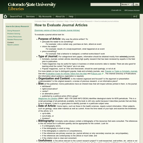 How to evaluate journal articles