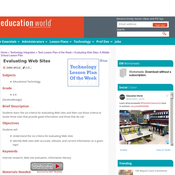 Evaluating Web Sites: A Middle School Lesson Plan