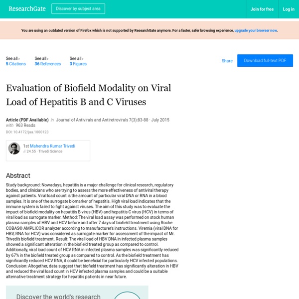 Hepatitis B Viral Load Test of Human Energy Treated HBV