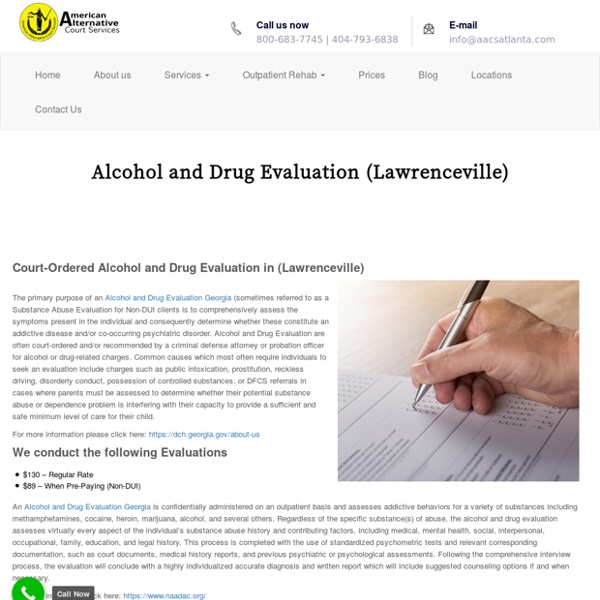 $89 - Alcohol and Drug Evaluation(s)