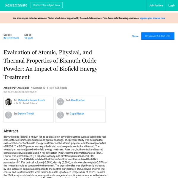 Biofield Energy Treatment on Bi2O3