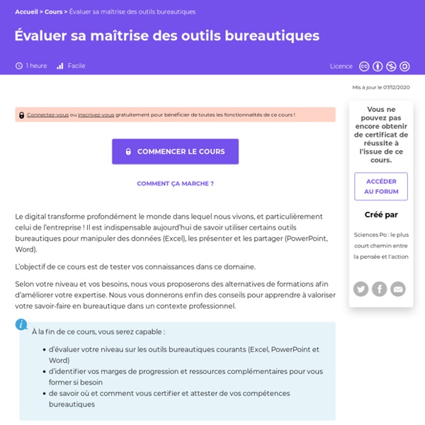 Évaluer sa maîtrise des outils bureautiques