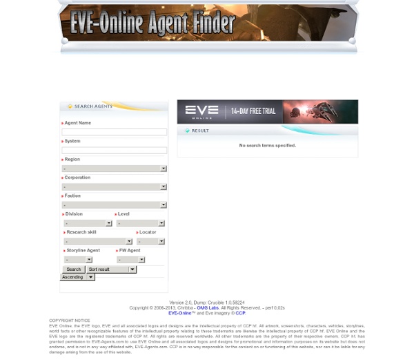 EVE Agents - EVE-Online Agent finder