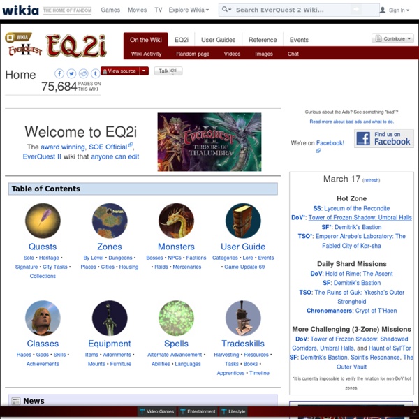 EQ2i, the EverQuest 2 Wiki - Quests, guides, mobs, npcs, and more