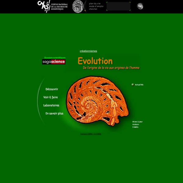 Evolution, de l'origine de la vie aux origines de l'homme - CNRS - Sagascience