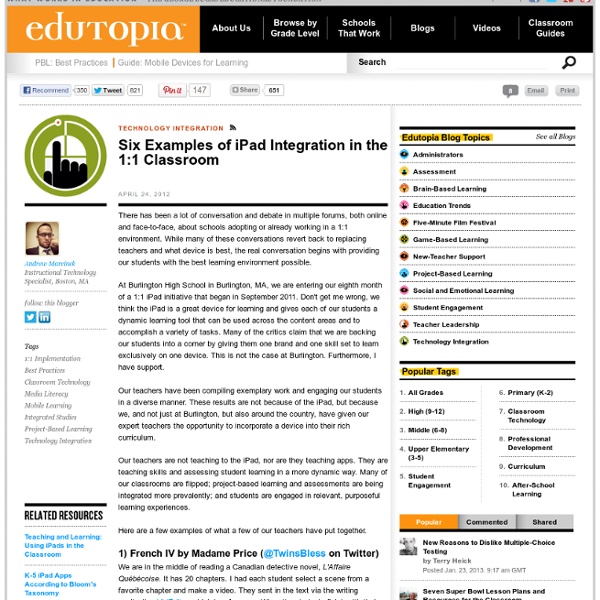 Six Examples of iPad Integration in the 1:1 Classroom