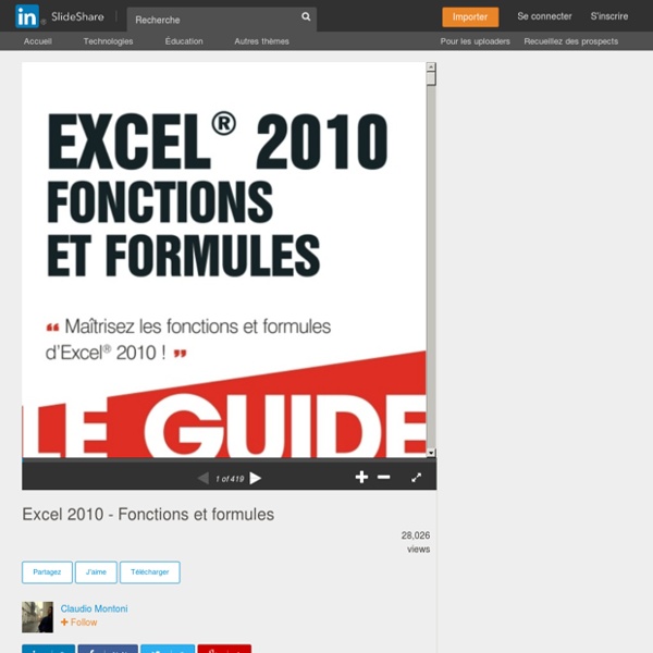 Excel 2010 - Fonctions et formules