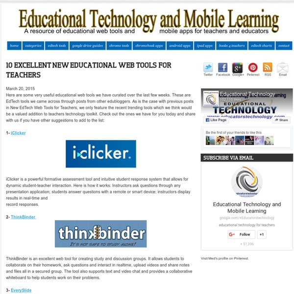 10 Excellent New Educational Web Tools for Teachers