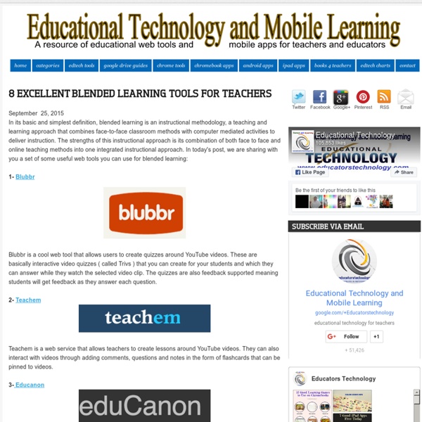 Educational Technology and Mobile Learning: 8 Excellent Blended Learning Tools for Teachers