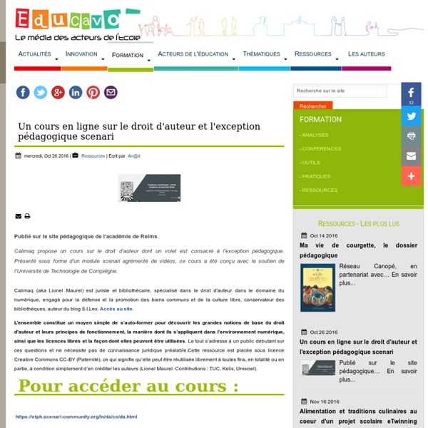 Un cours en ligne sur le droit d'auteur et l'exception pédagogique scenari