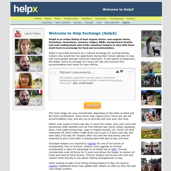 Help Exchange: free volunteer work exchange abroad Australia New Zealand Canada Europe