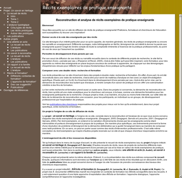 Récits exemplaires de pratique enseignante