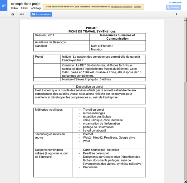 Exemple fiche projet  Pearltrees