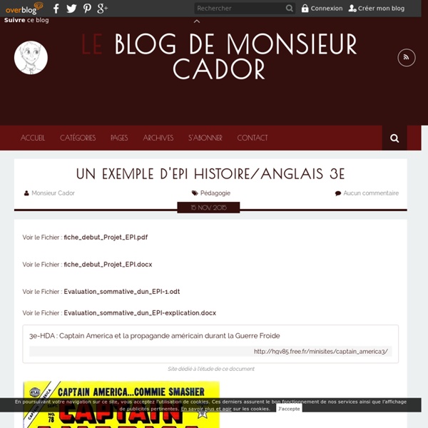 Un exemple d'EPI Histoire/Anglais 3e - Le blog de Monsieur Cador
