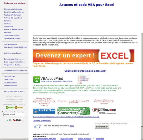 Exemples de programmation Excel VBA