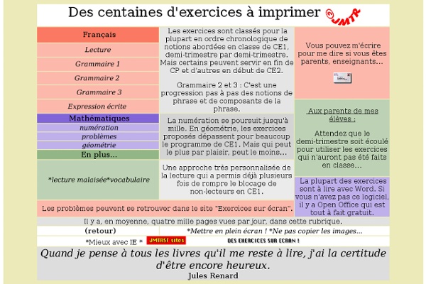 Exercices à imprimer