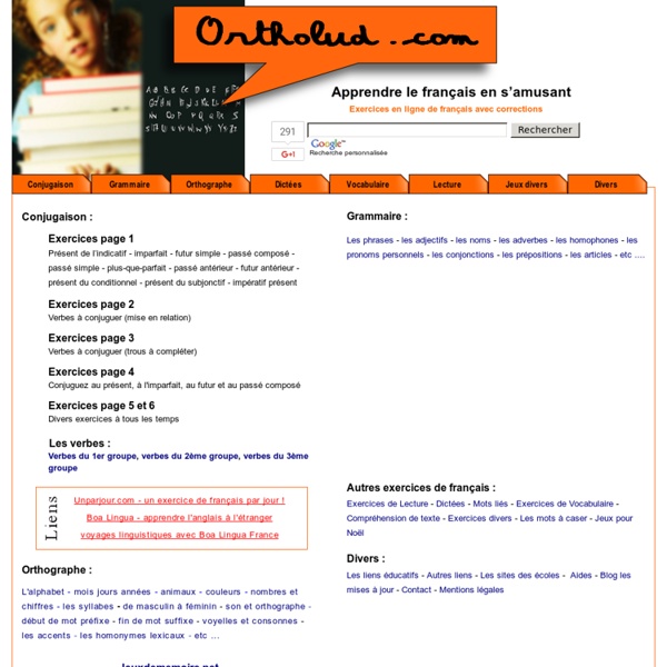 Ortholud.com, exercices en ligne pour apprendre le français