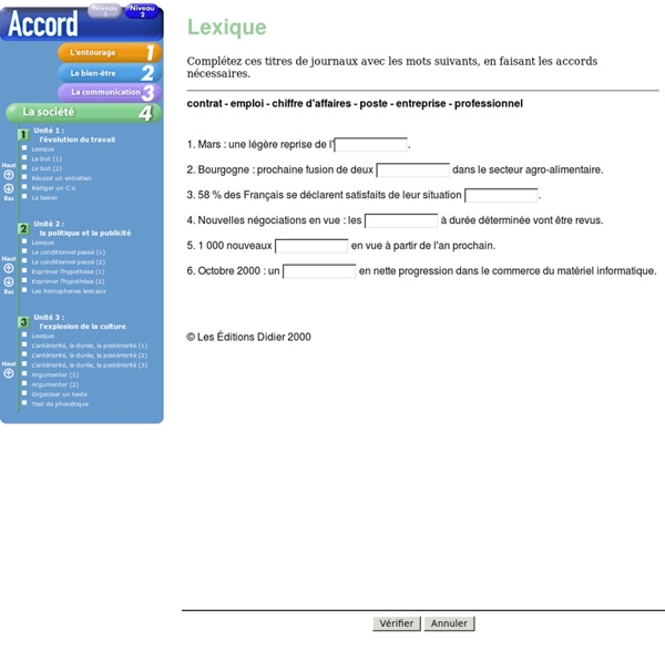 Editions Didier - exercices autocorrectifs de FLE - Accord niveau 2 dossier 4