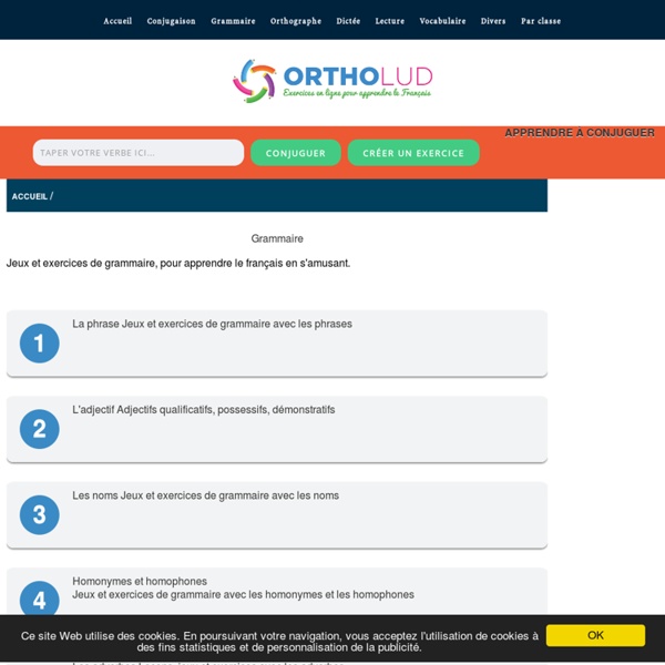 Exercices de grammaire en ligne page 1