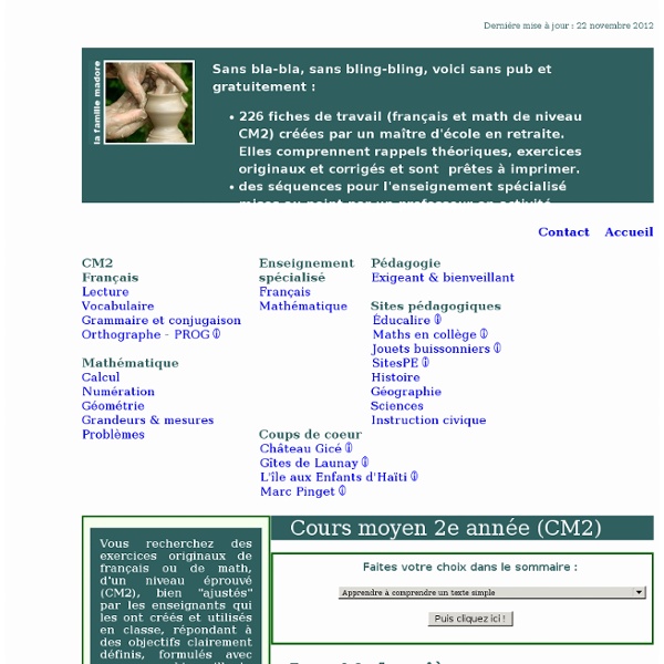Exercices gratuits CM2 français et math