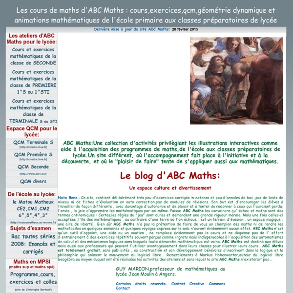 Maths:cours math,exercices mathématiques,QCM,,seconde,première S,terminale S