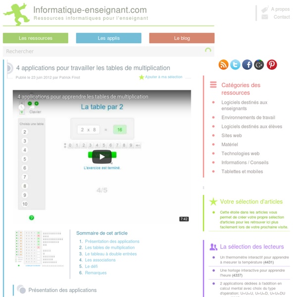 Exercices pour apprendre les tables de multiplication