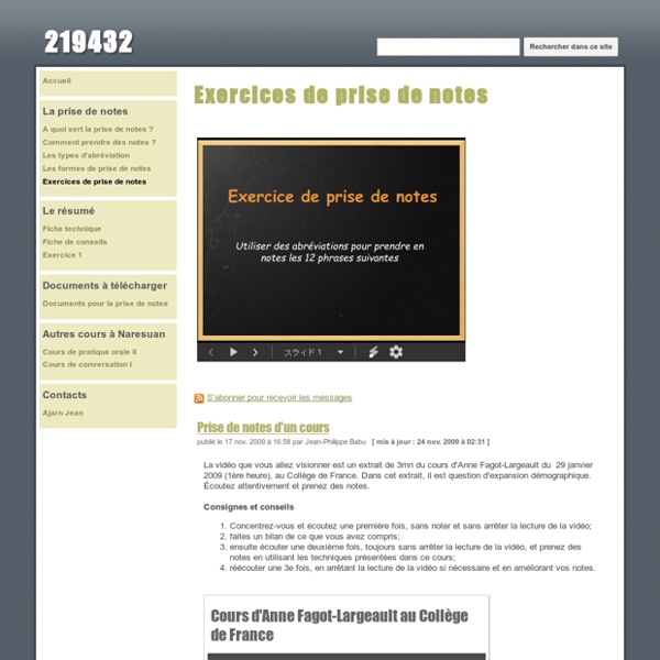 Exercices de prise de notes - 219432