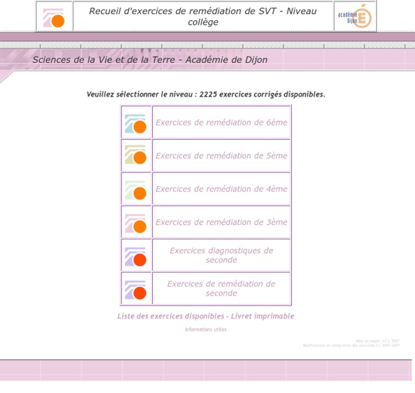 Base d'exercices de remédiation de SVT - Niveau collège - Académie de Dijon