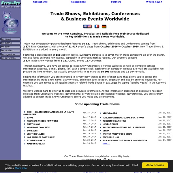 Trade Show Directory : Exhibitions, Conferences & Trade Shows Worldwide