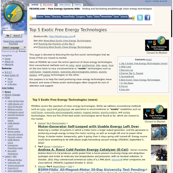 Top 5 Exotic Free Energy Technologies