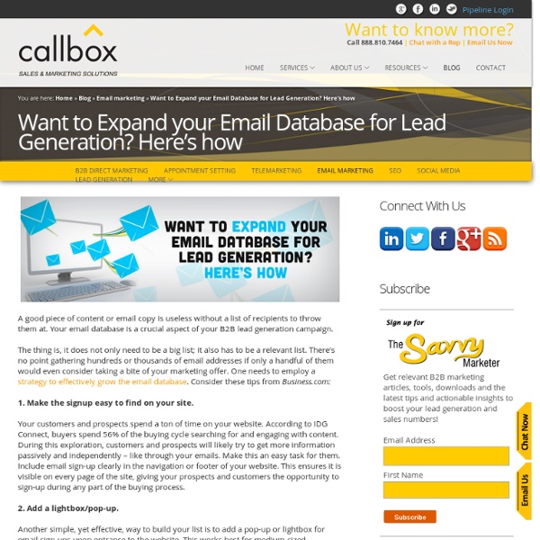 Want to Expand your Email Database for Lead Generation? Here’s how