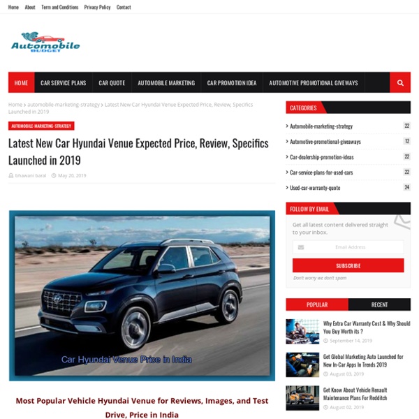 Latest New Car Hyundai Venue Expected Price, Review, Specifics Launched in 2019