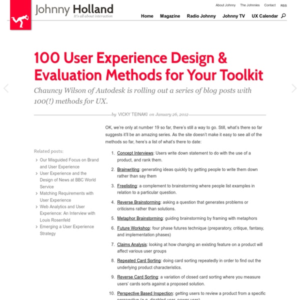 100 User Experience Design & Evaluation Methods for Your Toolkit