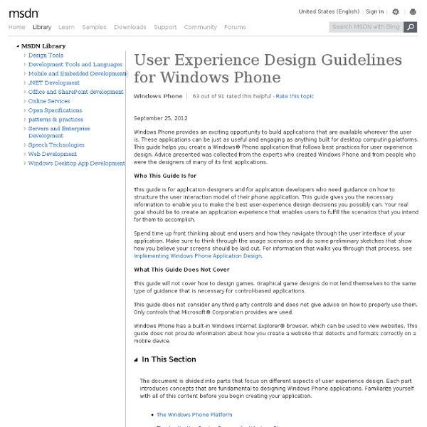 User Experience Design Guidelines for Windows Phone