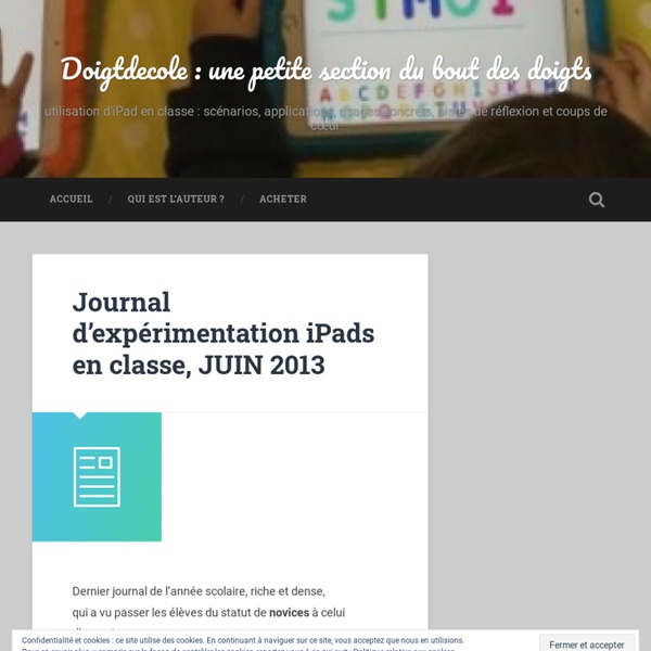 Journal d’expérimentation iPads en classe, JUIN 2013