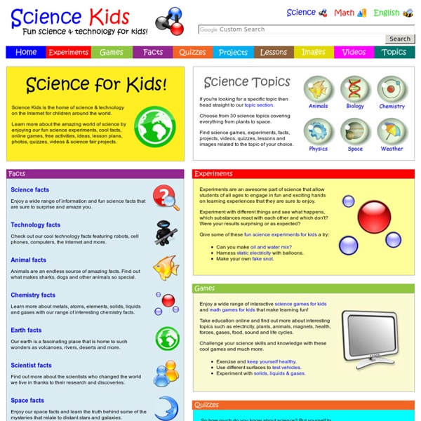 Science for Kids - Fun Experiments, Cool Facts, Online Games, Activities, Projects, Ideas, Technology