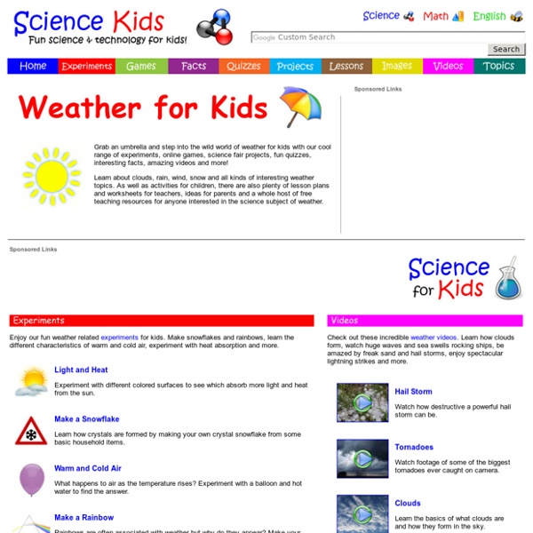 Weather for Kids - Free Games, Experiments, Projects, Activities, Science Online