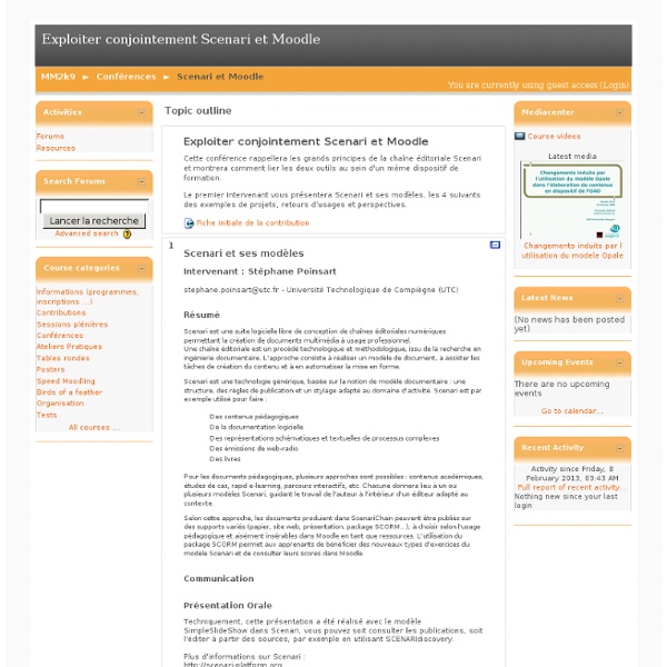 Cours: Exploiter conjointement Scenari et Moodle