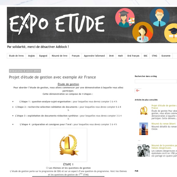 ExpoEtude: Projet d'étude de gestion avec exemple Air France