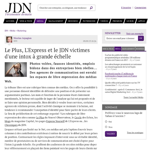 Le Plus, L'Express et le JDN victimes d'une intox à grande échelle - Le Journal du Net : e-Business, Informatique, Economie et Management