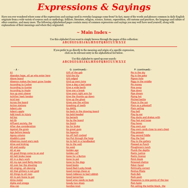 Expressions & Sayings Index