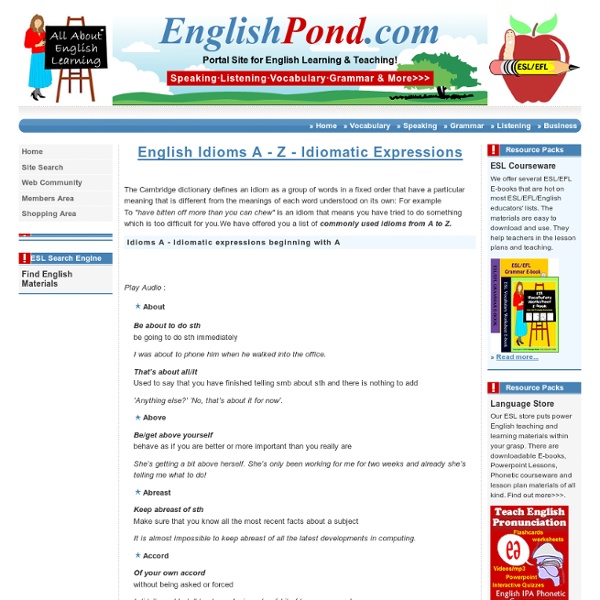 English Idioms and Idiomatic Expressions