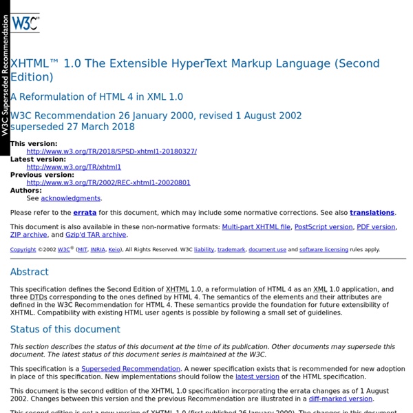 XHTML 1.0: The Extensible HyperText Markup Language (Second Edition)