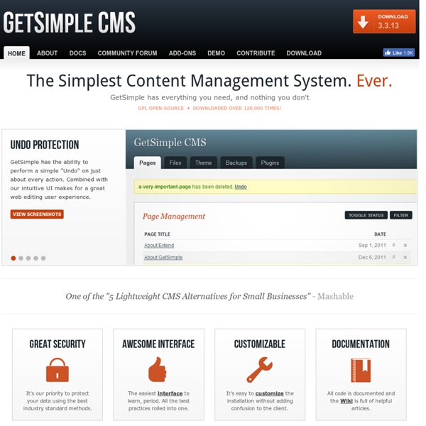 GetSimple CMS - No MySQL Needed, 5-Minute Setup, Plugins, Themes & Documentation