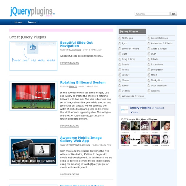 jQuery Plugins - Plugins, Extensions & Tutorials for jQuery JavaScript Library