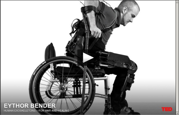 Eythor Bender demos human exoskeletons