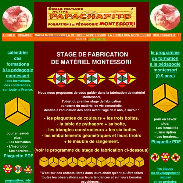 Le materiel Montessori, stage de fabrication : les boites de couleurs, la table de pythagore, les triangles constructeurs, les tiroirs de geometrie...