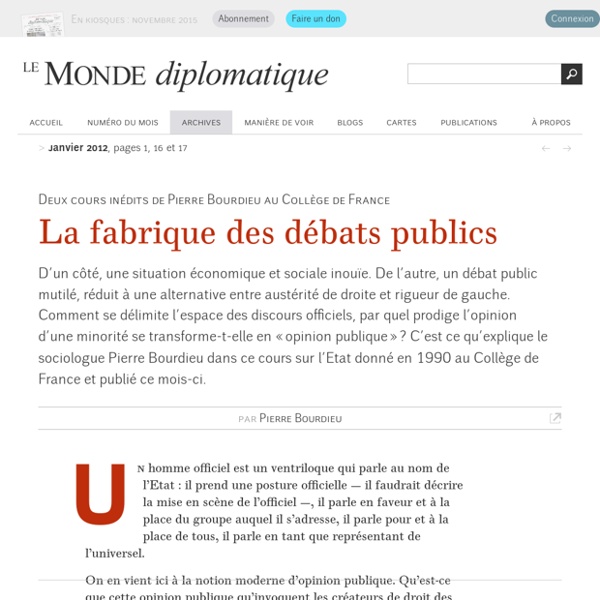 La fabrique des débats publics, par Pierre Bourdieu