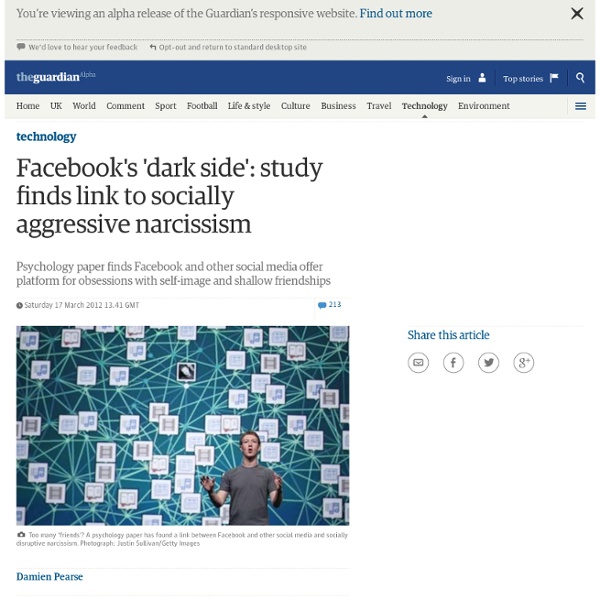 Facebook's 'dark side': study finds link to socially aggressive narcissism